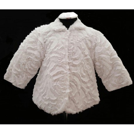 White Faux Fur Baby Girls Christening/Special Occasion Coat style F01