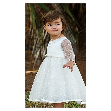 Ivory Long Lace Sleeves Flower Girl/Special Occasion Ballerina Length Dress by Sarah louise- Style 070086-2