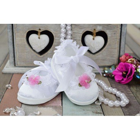 Baby Girl White/Pink Christening/Baptism Shoes Style PRINCESS II