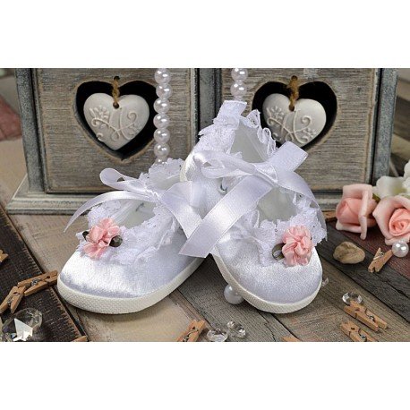 Baby Girl White/Pink Christening/Baptism Shoes Style PRINCESS III