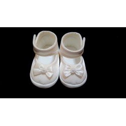 Baby Girls Christening/Occasion Ballerina Shoes with Satin Bow in Ivory BIS