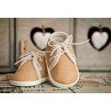 Beige Suede Christening Shoes Style M005