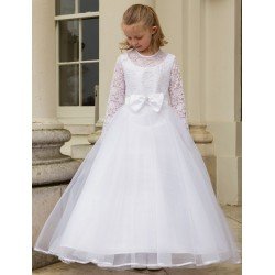 First Holy Communion Ballerina Length Full Sleeves Dress Style ALEXIA