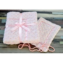 Pink Blanket & Pillow Set with Trimming