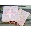 Pink Blanket & Pillow Set with Trimming