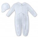 Sarah Louise Christening White Long Sleeves Baby Boy Romper with Bonnet Style 002217