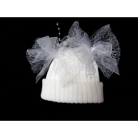 Lovely Autumn/Winter White Baby Girl Hat style 2bhat