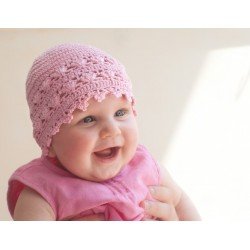 Baby Girls Crochet Christening/Special Occasion Pink Bonnet Style SOPHIE