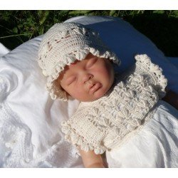 Baby Girls Christening/Special Occasion Ivory Crochet Bonnet Style IVORY FLOWER