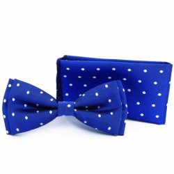 Blue/White first Holy Communion/Special Occasion Bowtie with Pocket Square Style F4
