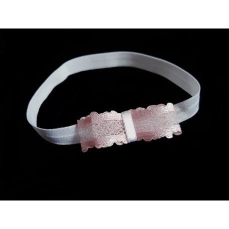 White/Pink Christening/Special Occasion Handmade Headband Style 315