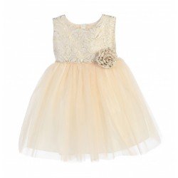 Ivory/Gold Flower Girl/Special Occasion Dress by Sevva Style SK671