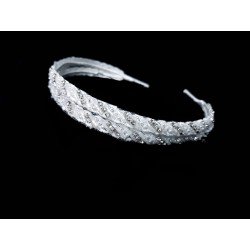 White First Holy Communion Double Headband Style F0756W
