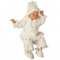 Fleece Christening Outfit White Pancho