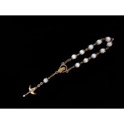 Baptism Baby Bracelet 10th Rosary White/Gold Style ROSARY 01