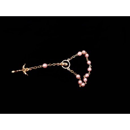 Pink/Gold Baptism Baby Bracelet 10th Rosary Style ROSARY 05