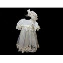 Ivory Baby Girl Christening Dress & Bonnet Style MEGAN