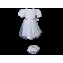 White/Pink Christening Baby Girl Dress & Bonnet Style ANGELINA BIS