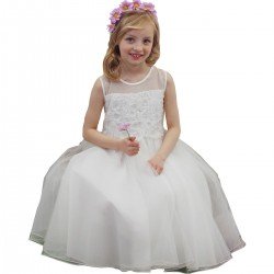 Sevva Ivory Shiny Tulle Flower Girl Dress Style H9408