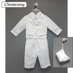 White Christening Baby Boy Suit Style CR1004
