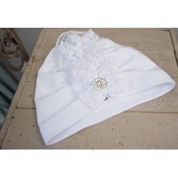 White Handmade Christening Baby Girl Bonnet Style BONNET 02A
