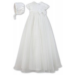 Sarah Louise Ivory Baby Girl Christening Gown & Bonnet Style 001055S