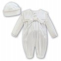 Sarah Louise Ivory Silk Baby Boy Christening Romper Style 002238