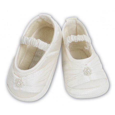 Sarah Louise Chic Baby Girl Ivory Christening/Special Occasion Shoes 004409