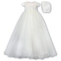 Sarah Louise Ivory Christening Gown & Bonnet Style 001171