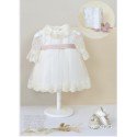 Amaya Handmade Ivory/Pink Christening/Baptism Baby Girl Dress Style 512014MF