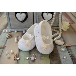 Ivory Baby Girl Christening/Baptism Shoes Style M010