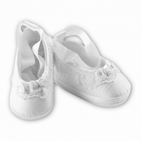Sarah Louise White Christening Baby Girl Shoes Style 004434