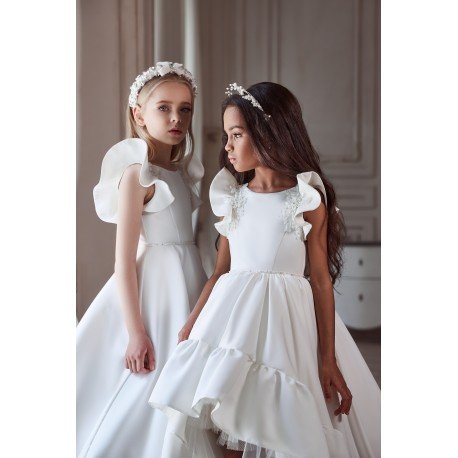 Unusual White First Holy Communion Dress Style 3107 SHORT