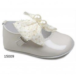 Spanish Handmade Ivory Christening Shoes by Tinny Shoes Style 15009
