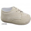 Spanish Handmade Beige Christening Shoes by Tinny Shoes Style 15036A