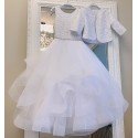HANDMADE WHITE FIRST HOLY COMMUNION DRESS & BOELRO BY TETER WARM STYLE W1601