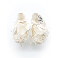 Marla Handmade Ivory Christening Baby Girl Shoes Style M598