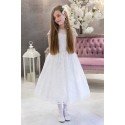 White Handmade Ballerina Length First Holy Communion Dress Style INGRID