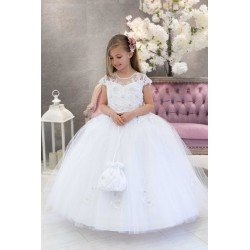 HANDMADE WHITE FIRST HOLY COMMUNION DRESS STYLE T-924