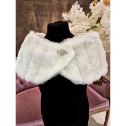 STUNNING IVORY FAUX FUR COMMUNION/SPECIAL OCCASION BOLERO CAPE STYLE CB02 BIS