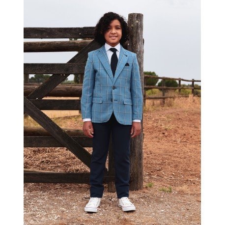 One Varones Blue Chequered First Holy Communion Jacket Style 10-04068