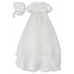 Baby Girls Ivory Ceremony Robe & Bonnet by Sarah Louise Style 001096