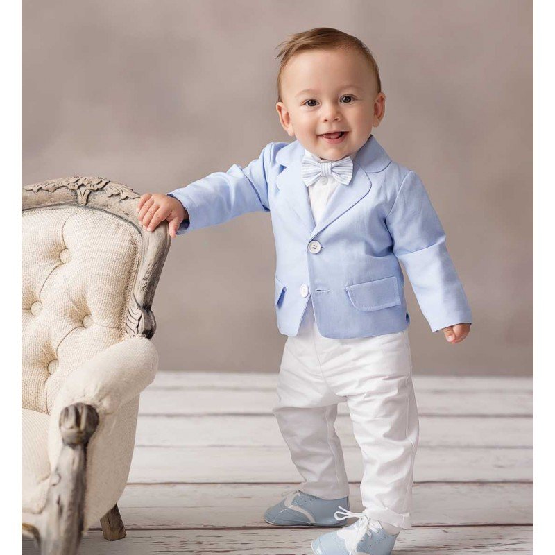 Baby Boy Christening Suit Blue/White