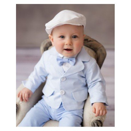Balumi Baby Boys White Christening Cap