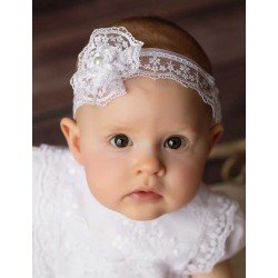 Baby Girls White Christening Headband Style Alicja Headband