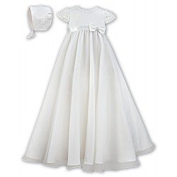 Sarah Louise Ivory Baby Christening Gown & Bonnet Style 001032