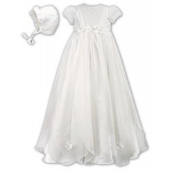 Sarah Louise Baby Girl Christening Ivory Robe/Gown & Bonnet Style 001050