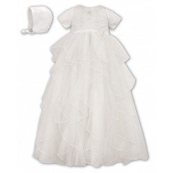 Sarah Louise Ivory Baby Girl Gown & Bonnet Style 001086