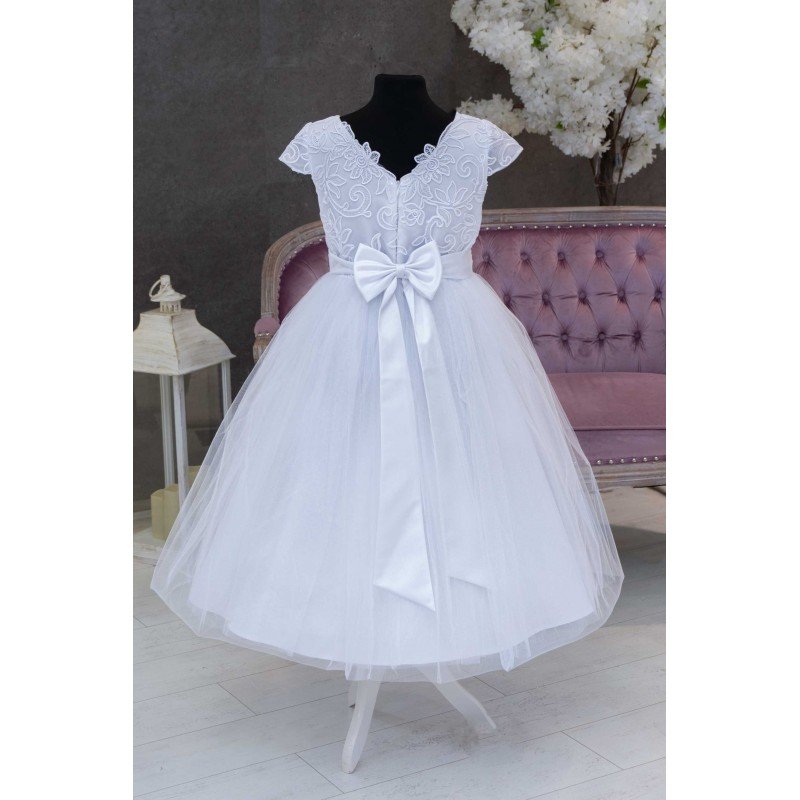 White Handmade Ballerina Length First Holy Communion Dress