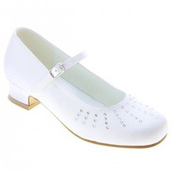 WHITE SATIN FIRST HOLY COMMUNION SHOES STYLE 4002